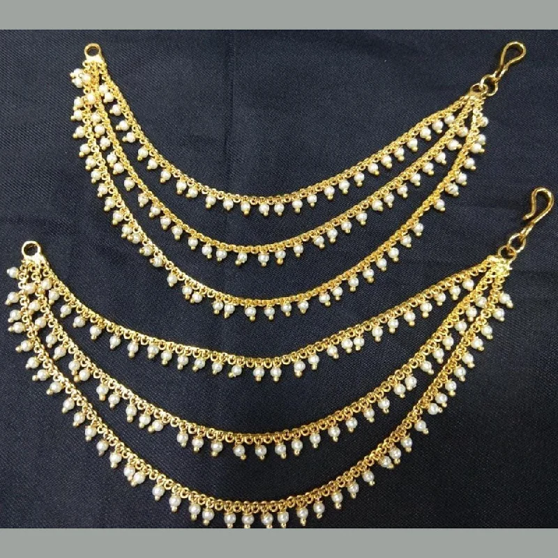 women chain earrings -Manisha Jewellery Gold Plated Pearls Kanchain