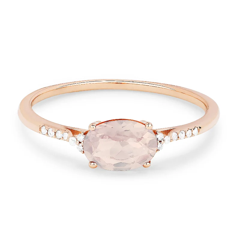 women custom wedding rings -14K Rose Gold,created Morganite Ring