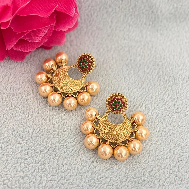 women butterfly earrings -Jewel Addiction Gold Plated Austrian Stone And Pearls Dangler Earrings