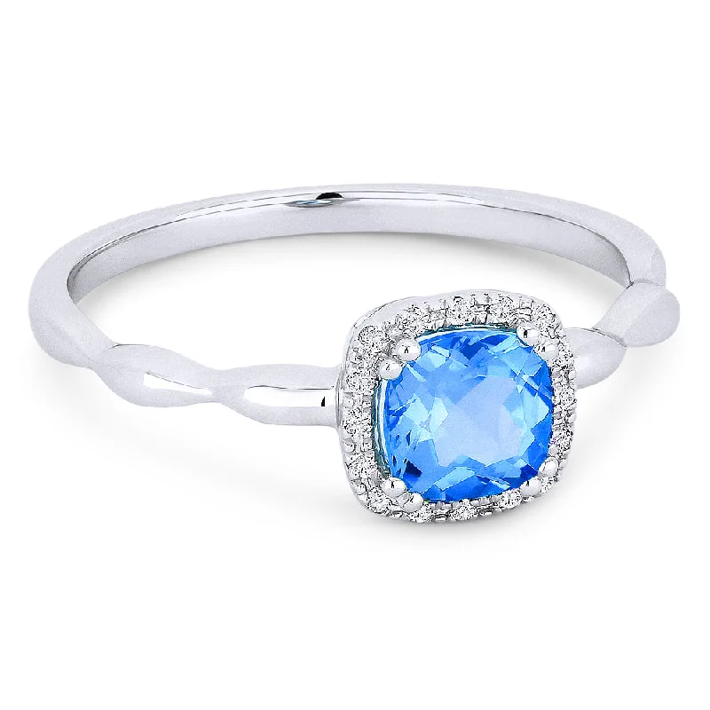 women yellow gold rings -14K White Gold,london Blue Topaz Ring