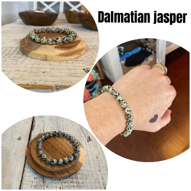 women birthstone bangles -dalmatian jasper semi-precious stone bracelet