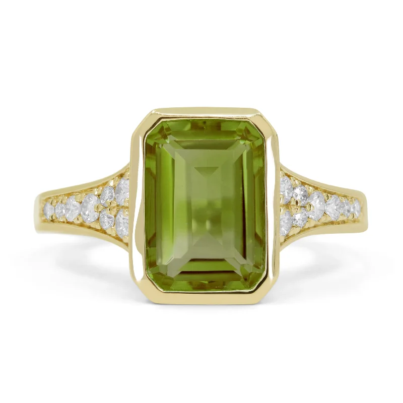 women diamond ring engagement sets -14K Yellow Gold,peridot Ring