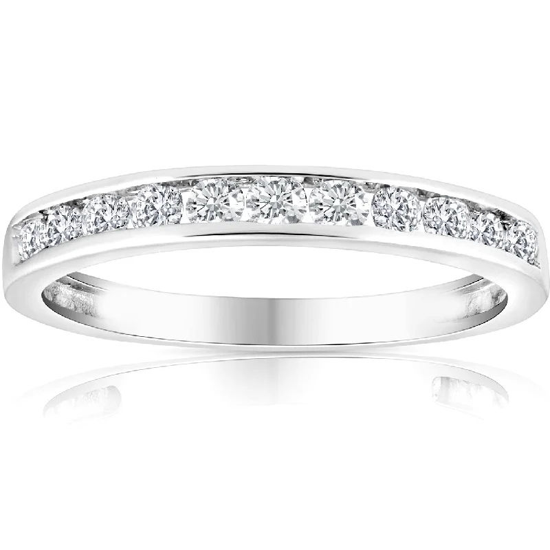 women cushion engagement rings -1/2 Ct Diamond Channel Set Wedding Ring 10k White Gold