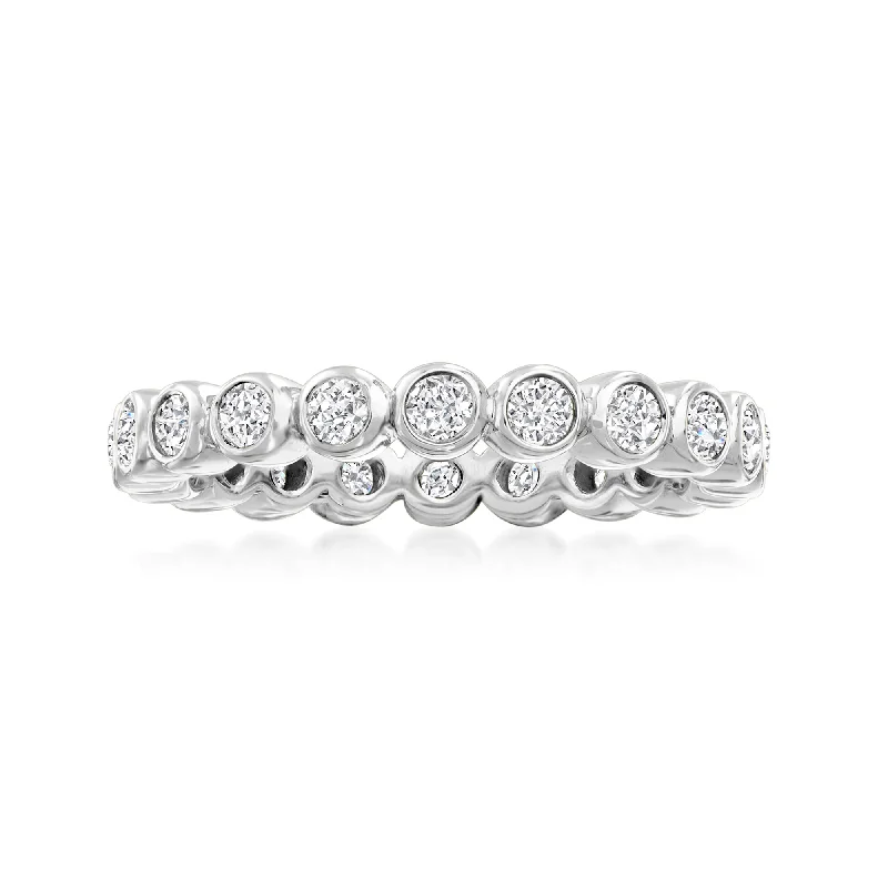 women men’s solitaire engagement rings -Ross-Simons Bezel-Set Diamond Eternity Band in Sterling Silver