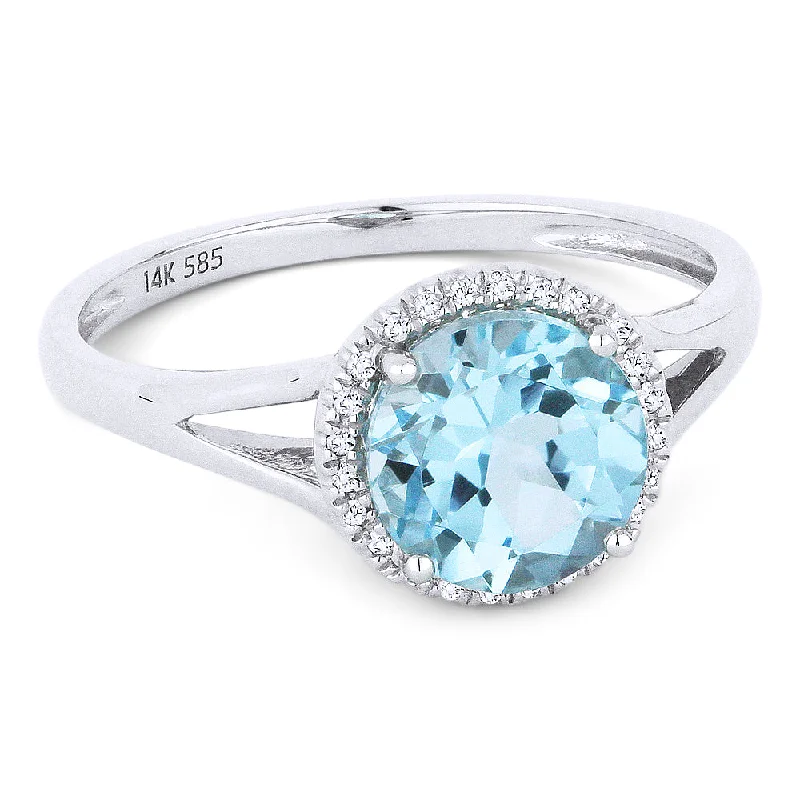 women wide band wedding rings -14K White Gold,blue Topaz Ring