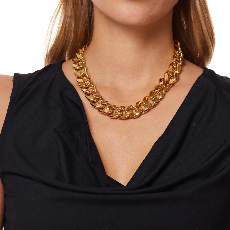 women short necklaces -Gold Link Necklace with Toggle Clasp