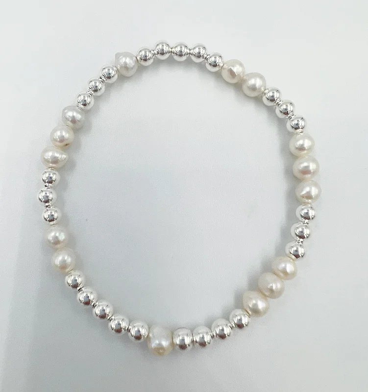 women custom bracelets -Sterling Silver Freshwater Pearl Bracelet