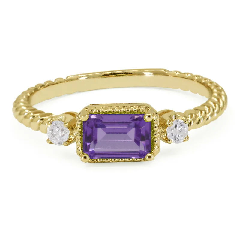 women antique engagement rings -14K Yellow Gold,amethyst Ring