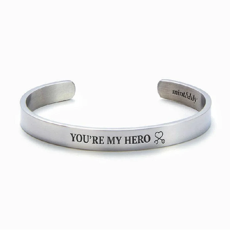 women boho bracelets -You're My Hero Nurse Cuff Bracelet