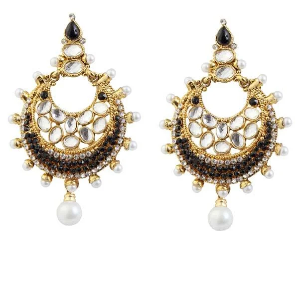 women sparkly drop earrings -Kriaa Kundan Austrian Stone Gold Plated Chandbali Earrings - 1303784