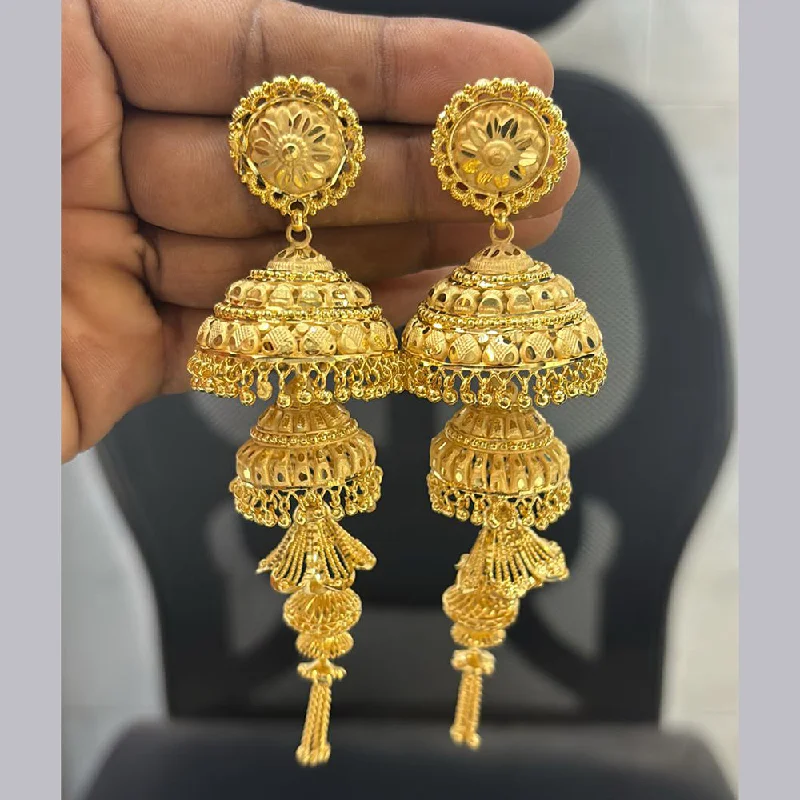 women gold drop earrings -Pari Art Jewellery Gold Forming Jhumki Earrings