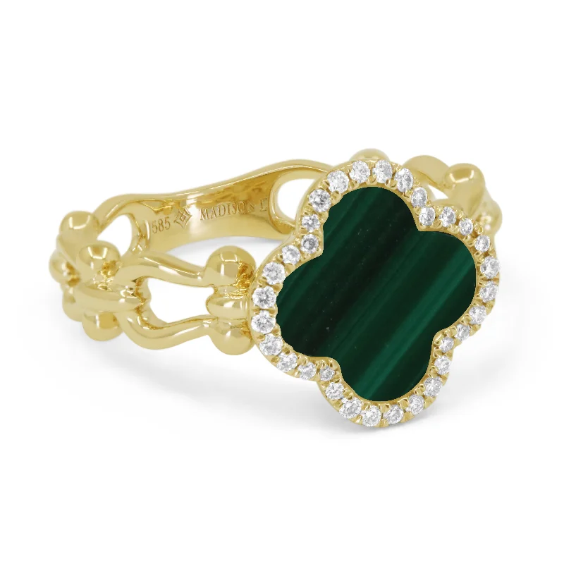 women ring sets -14K Yellow Gold,malachite Ring