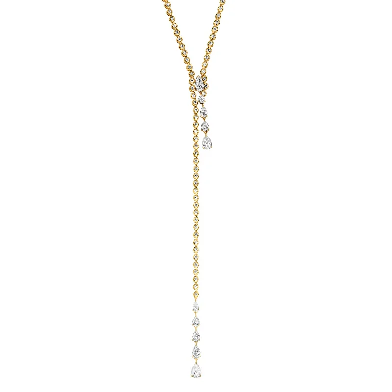 women delicate necklaces -Orin Pear Diamond Lariat