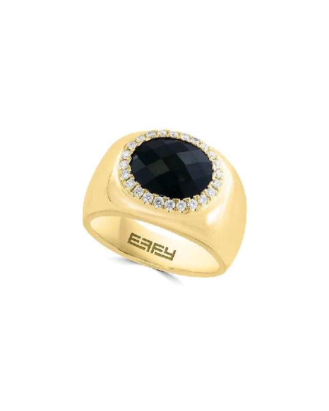 women pear-shaped engagement rings -Effy Fine Jewelry 14K 3.74 ct. tw. Diamond & Onyx Ring