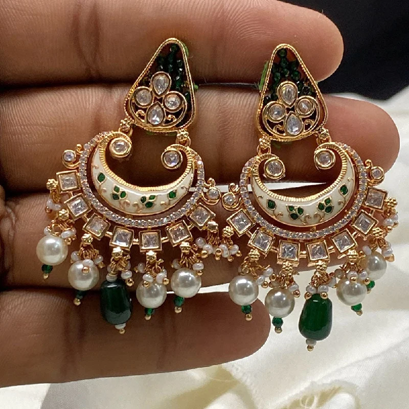 women hoop dangle earrings -Amoliya Jewels Brass Polki Kundan Dangler Earrings