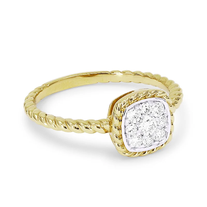 women custom halo engagement rings -14K Yellow Gold,white Diamond Ring