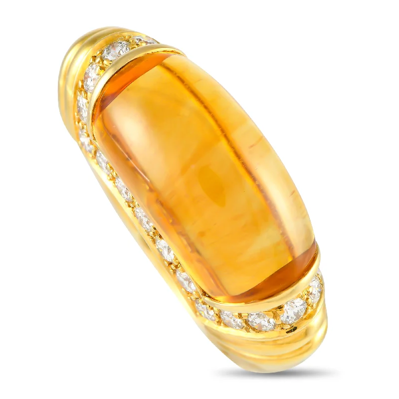 women unique engagement rings -LB Exclusive 18K Yellow Gold 0.70ct Diamond and Citrine Ring MF09-120524