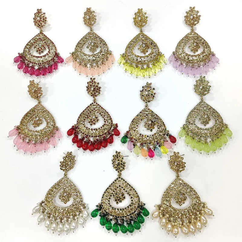 women diamond earrings -Manisha Jewellery Gold Plated Kundan Stone And Pearls Dangler Earrings