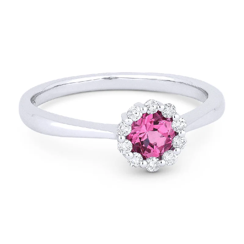 women custom engraved engagement rings -14K White Gold,created Pink Sapphire Ring