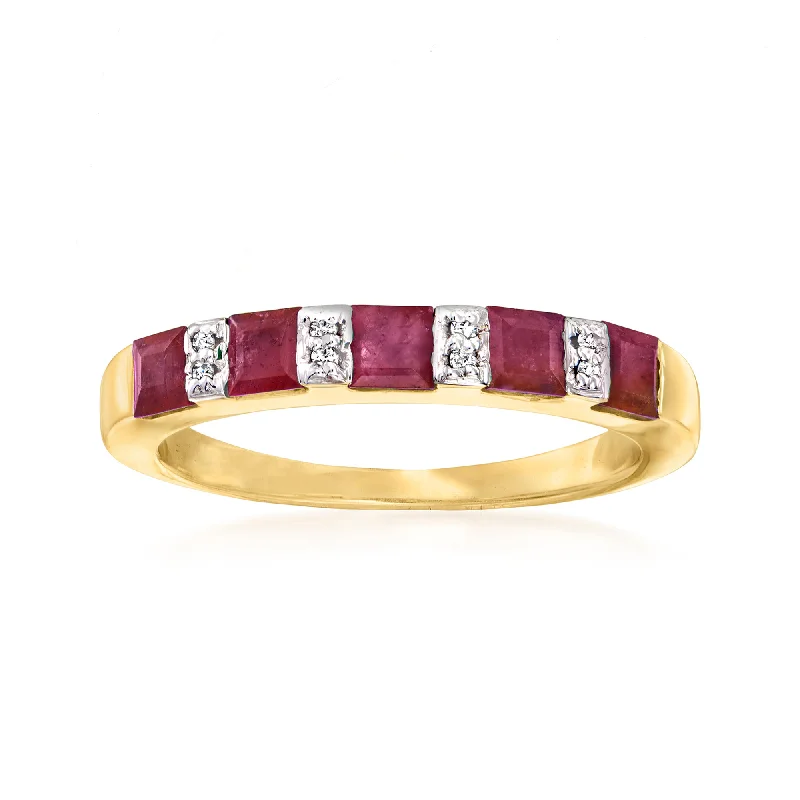 women elegant engagement rings -Ross-Simons Ruby Ring With Diamond Accents in 18kt Gold Over Sterling