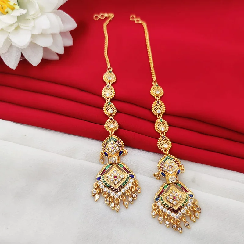 women art deco earrings -Fancyla Gold Plated Austrian Stone Kanchain Earrings