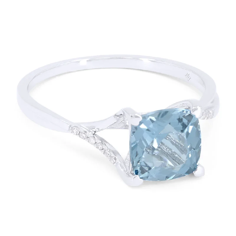 women gold engagement rings -14K White Gold,blue Topaz Ring