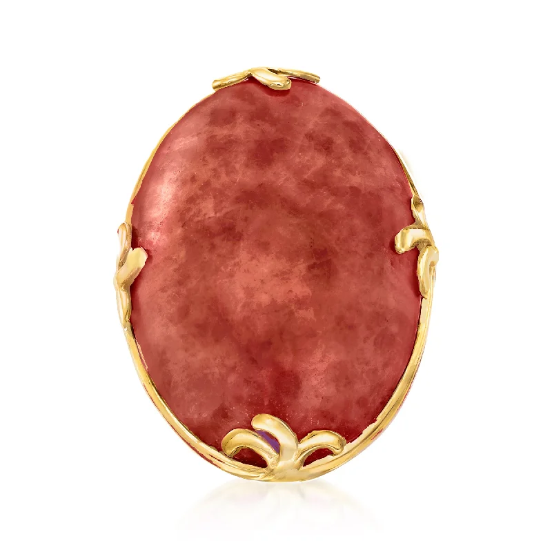 women yellow gold engagement rings -Ross-Simons Red Jade Ring in 18kt Gold Over Sterling