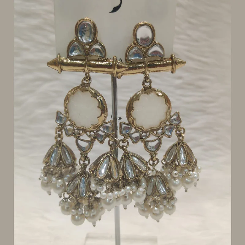 women modern hoop earrings -Dhwani Gold Plated Kundan Stone And Pearl Dangler Earrings