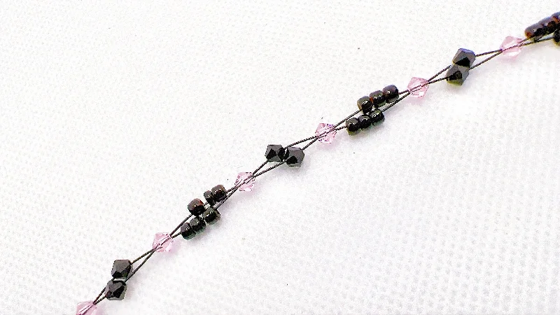 women thin bracelets -Pink Crystal Miyuki Bead Bracelet