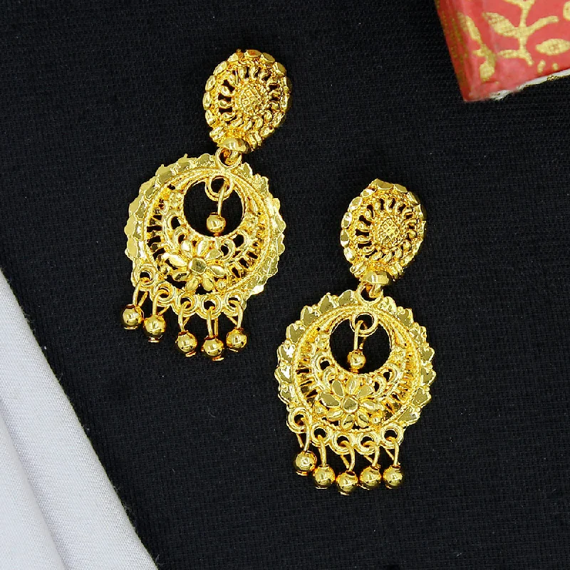 women hoop and stud earrings -Mahavir Dye Gold Plated Dangler Earrings