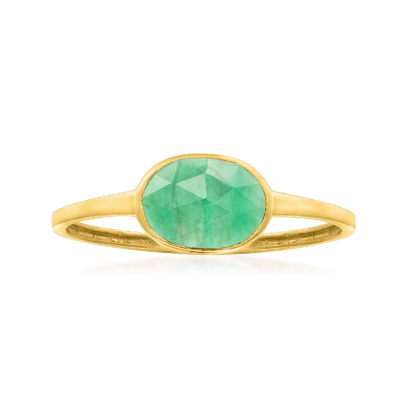 women white sapphire engagement rings -Ross-Simons Emerald Ring in 14kt Yellow Gold