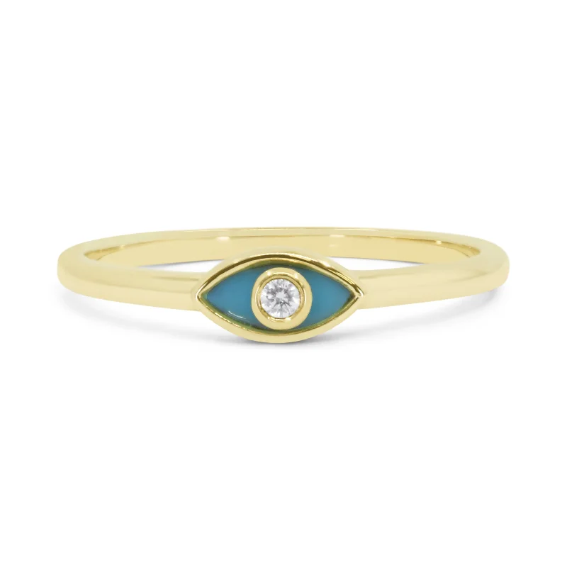 women custom halo engagement rings -14K Yellow Gold,turquoise Ring