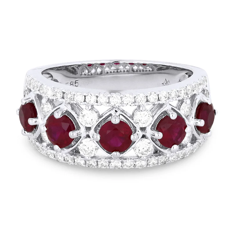 women vintage engagement rings -14K White Gold,ruby Ring