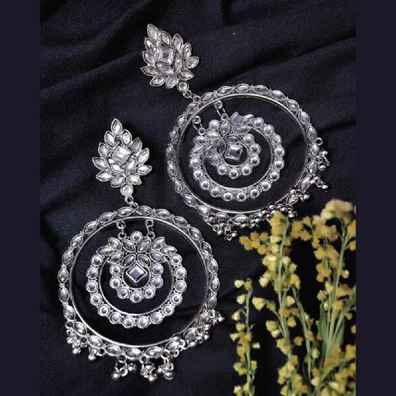 women modern hoop earrings -Subhag Alankar Silver Mirror Gola, Beautiful Design Oversized Earring Alloy Chandbali Earring