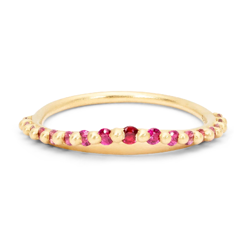 women stackable rings -Ruby Pink Fade Beatrix Petal Ring - Size 6.5 - 11444