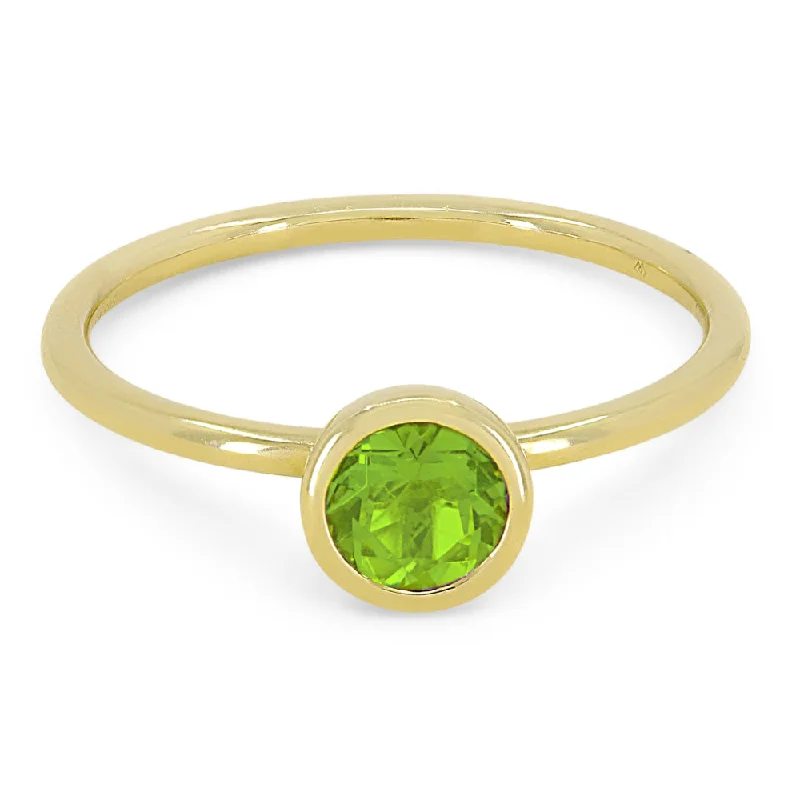 women three-stone engagement rings -14K Yellow Gold,peridot Ring