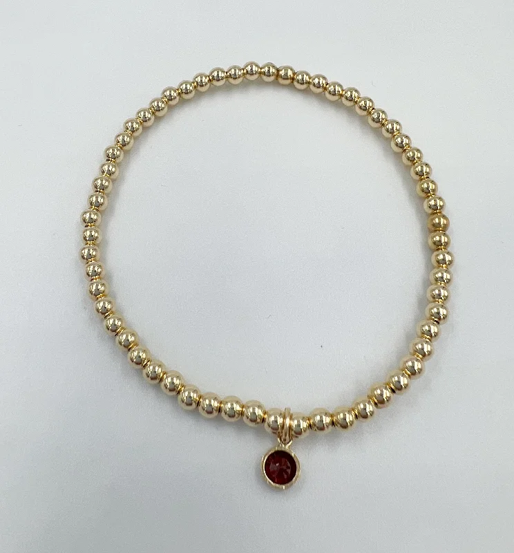 14k Gold Filled with Red Crystal Bezel Drop 6.5”