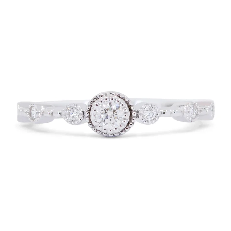 women diamond ring engagement sets -14K White Gold,white Diamond Ring