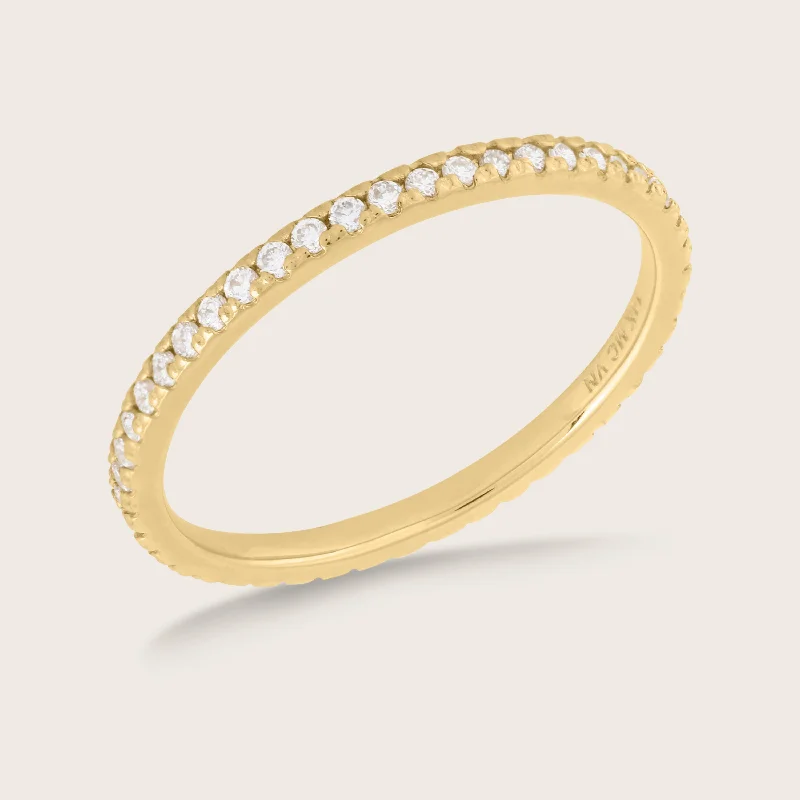 women stackable wedding engagement rings -14k Gold Petite Lab Grown Diamond Eternity Band Ring