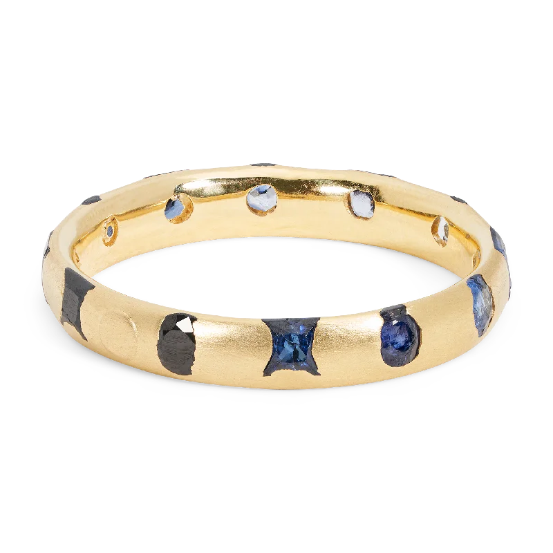 women colorful gemstone rings -Black & Blue Fade Celeste Ring - Size 10.5 - 11652