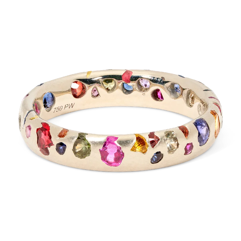 women statement rings -Rainbow Confetti Ring in White - Made to Order