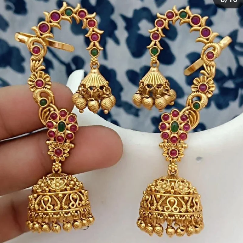 women mismatched earrings -Manisha Jewellery Gold Plated Pota Stone Ear Cuff