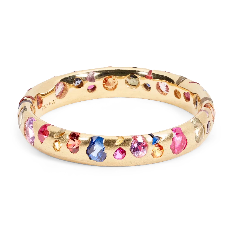 women stackable gemstone rings -Rainbow Confetti Ring - Size 8.5 - 11580