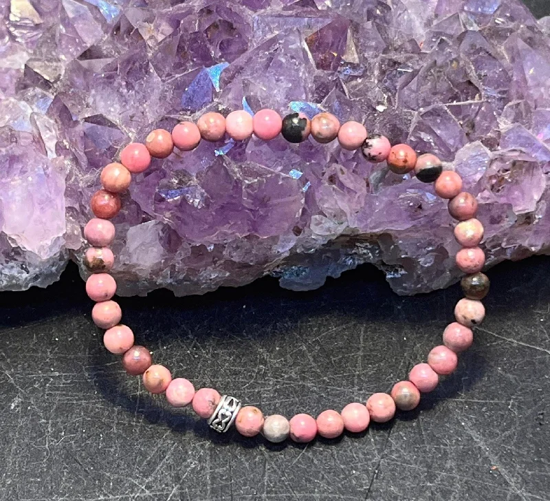 women adjustable charm bracelets -Rhodonite Stretchy Bracelet