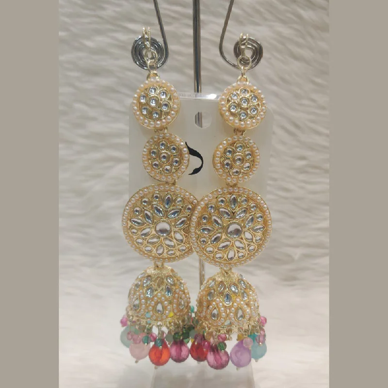 women diamond dangle earrings -Dhwani Gold Plated Kundan Stone Jhumki Earrings (Assorted Color)