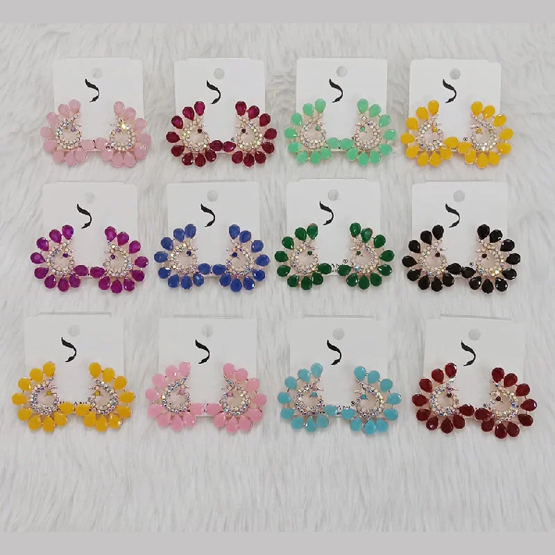 women clip-on earrings -Dhwani Austrian Stone Studs Earrings (Assorted Color)