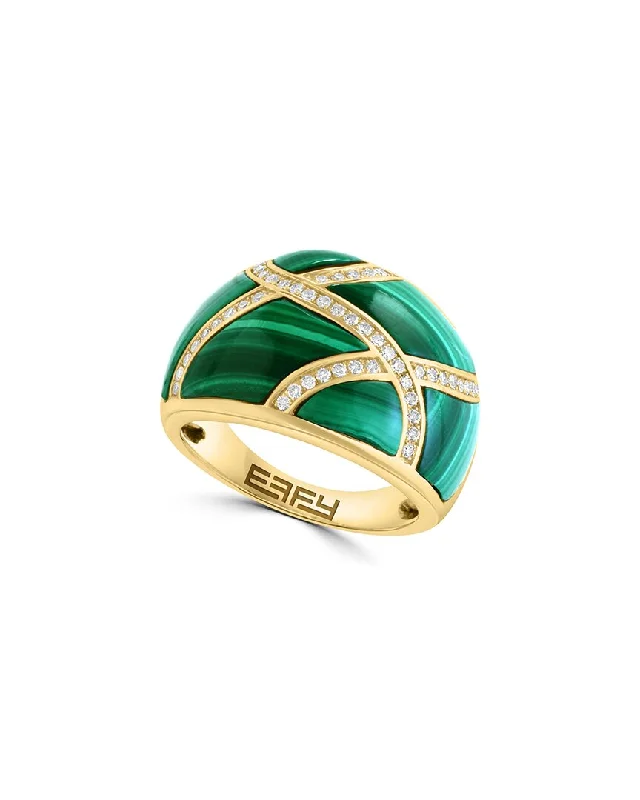 women one-of-a-kind engagement rings -Effy Fine Jewelry 14K 5.59 ct. tw. Diamond & Malachite Ring