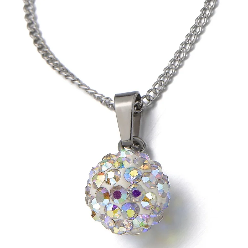 women lock necklaces -Beautiful 10MM Ball Pendant with Sparkling CZ Cubic Zirconia Necklace with 20 inches Chain