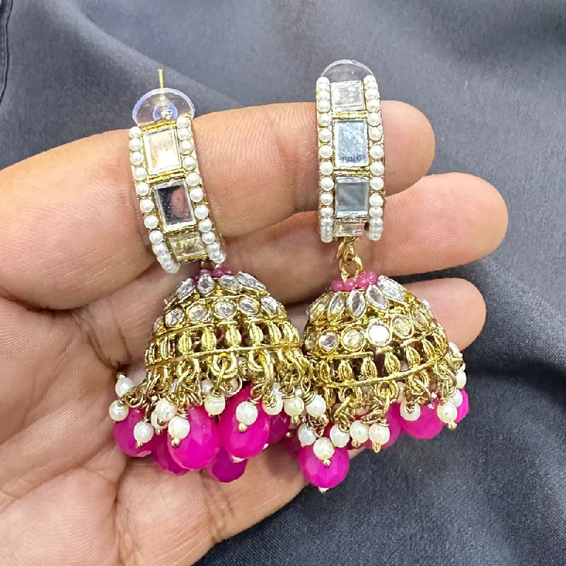 women large hoop earrings -Akruti Collection Gold Plated Mirror Jhumki Earrings