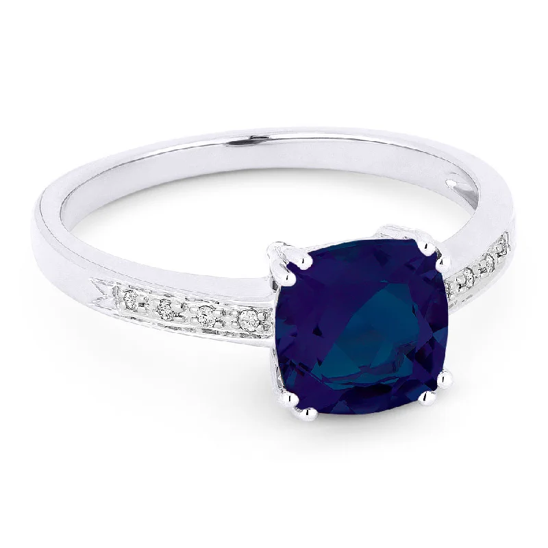 women stackable wedding engagement rings -14K White Gold,created Sapphire Ring